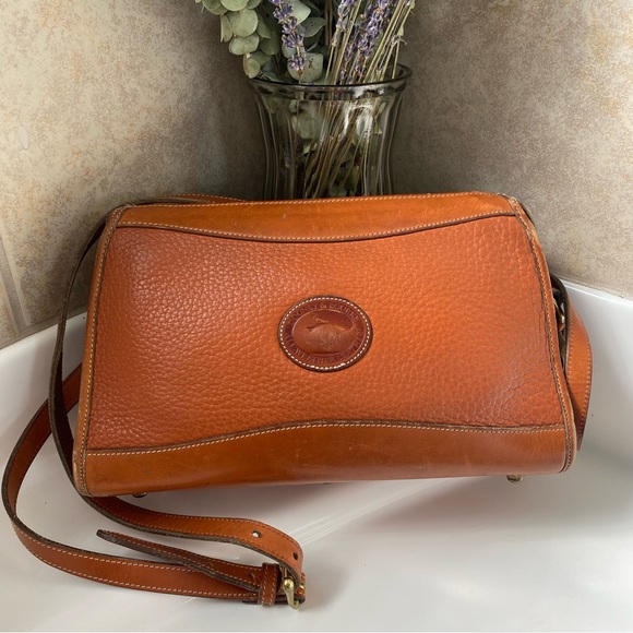 Dooney & Bourke Handbags - Vintage Dooney & Bourke Orange Leather All Weather Crossbody Bag Purse